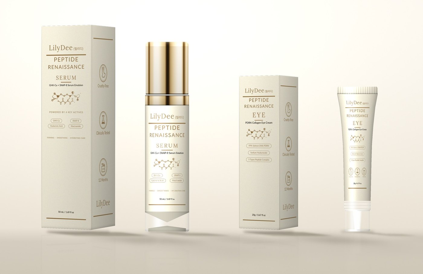 The full LilyDee Peptide Renaissance line