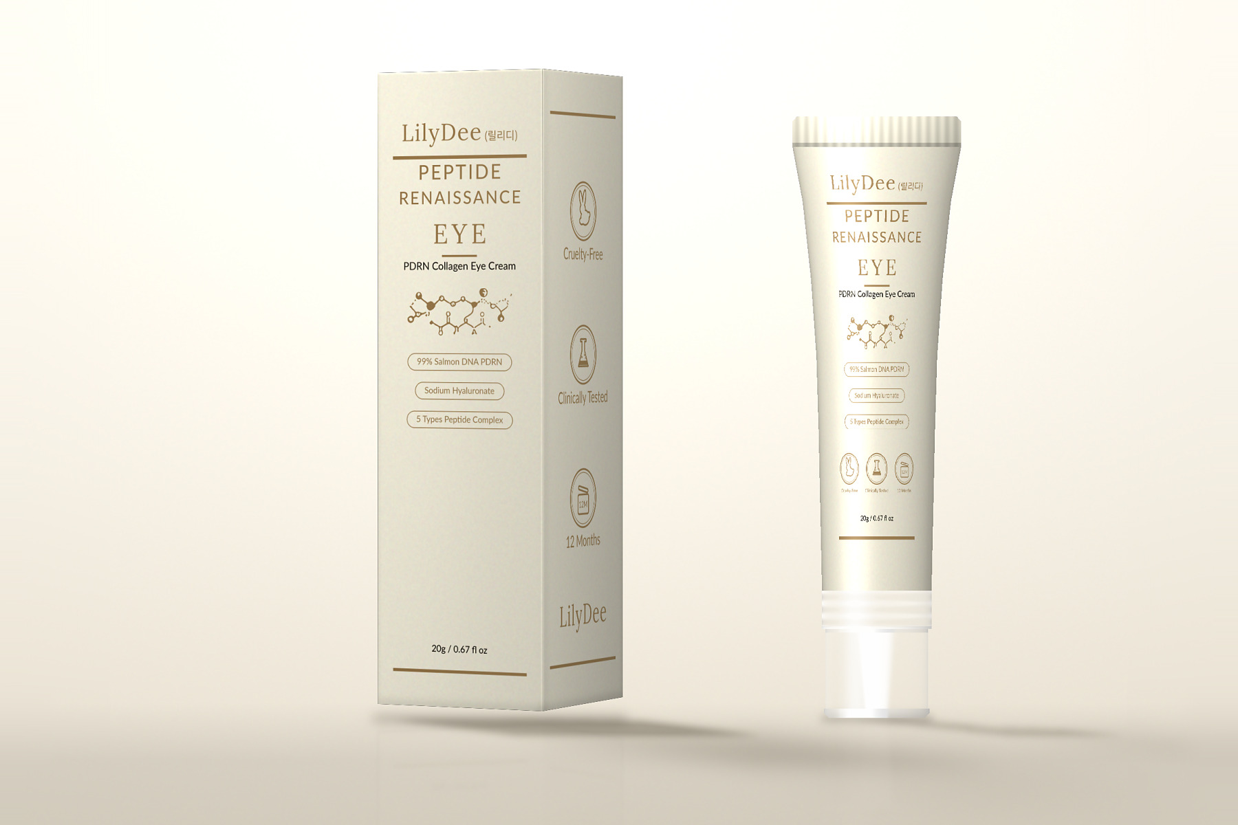 LilyDee Peptide Renaissance PDRN Collagen Eye Cream tube with its carton